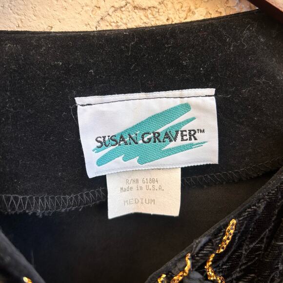 VTG Susan Graver Velvet Sequin Jacket Size Medium - Picture 3 of 5